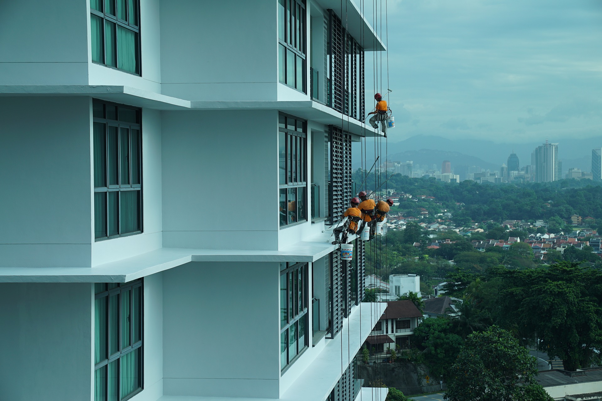 Building maintenance taking place on a block of flats