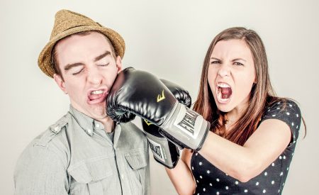 Two leaseholders in dispute with boxing gloves on