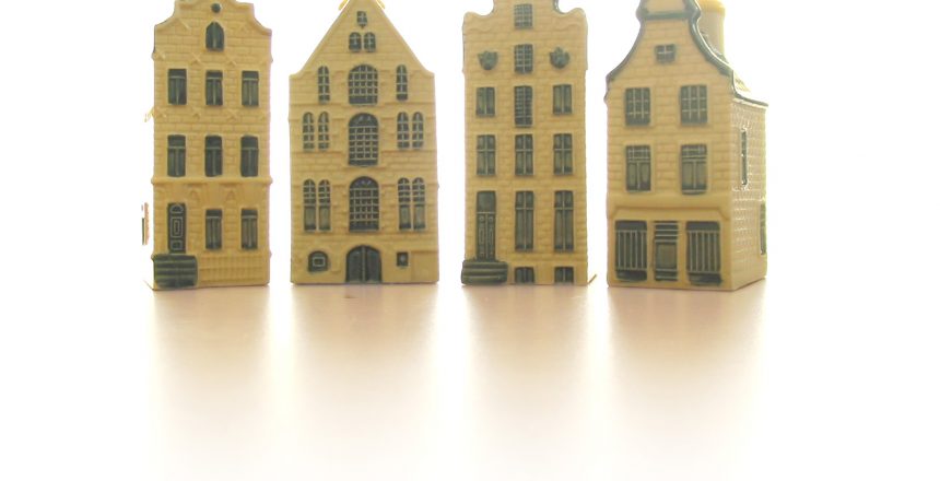 Replica, miniature blocks of flats in England and Wales made out of porcelain