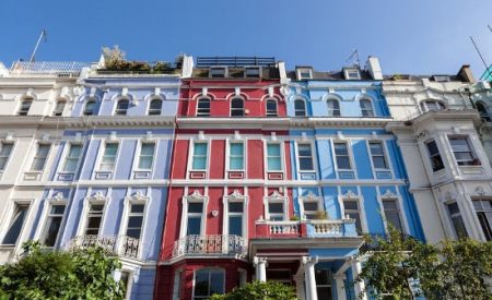 Row of colourful residential properties in the UK